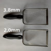 Stainless steel cat litter scoop with two sizes, 3.8mm and 2.0mm.