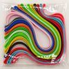 A collection of colorful reusable silicone elastic rubber bands arranged in a plastic bag.