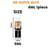 AB Super Glue 6ML 1 piece bottle shown with dimensions 9.8cm and 3.9cm