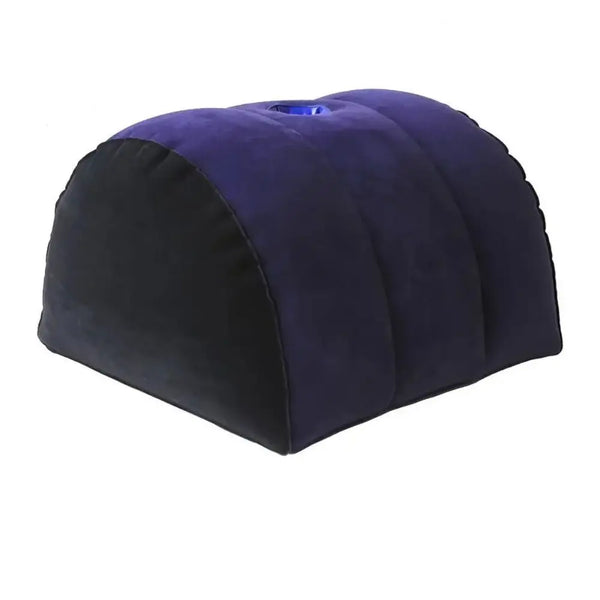 Dunklviolettes aufblasbares Silikon-Kuschelkissen in Seitenansicht.