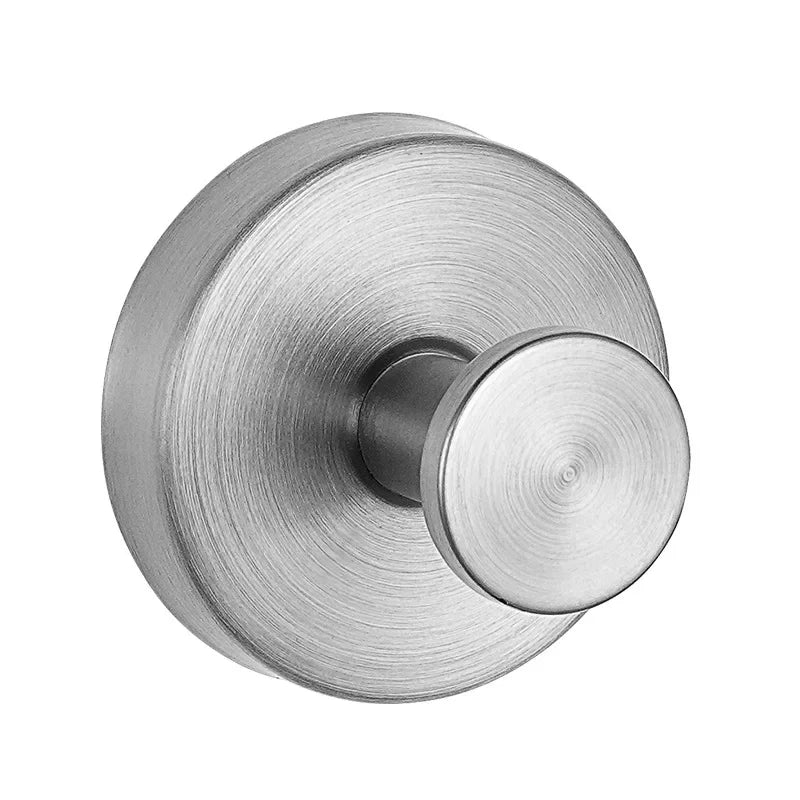A close-up view of a heavy duty stainless steel suction cup shower hook.