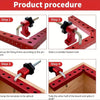 Step-by-step procedure showing how to use a precision woodworking right angle clamp for joining wood pieces.