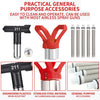 A set of general-purpose accessories for airless spray guns including a black tool, a red nozzle, and several metal tips.