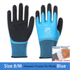 Blue summer version work gloves for men size 8M with black palms and blue accents