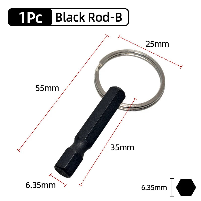 A black rod-B screwdriver bit holder with a 25mm outer diameter and a 6.35mm tip.