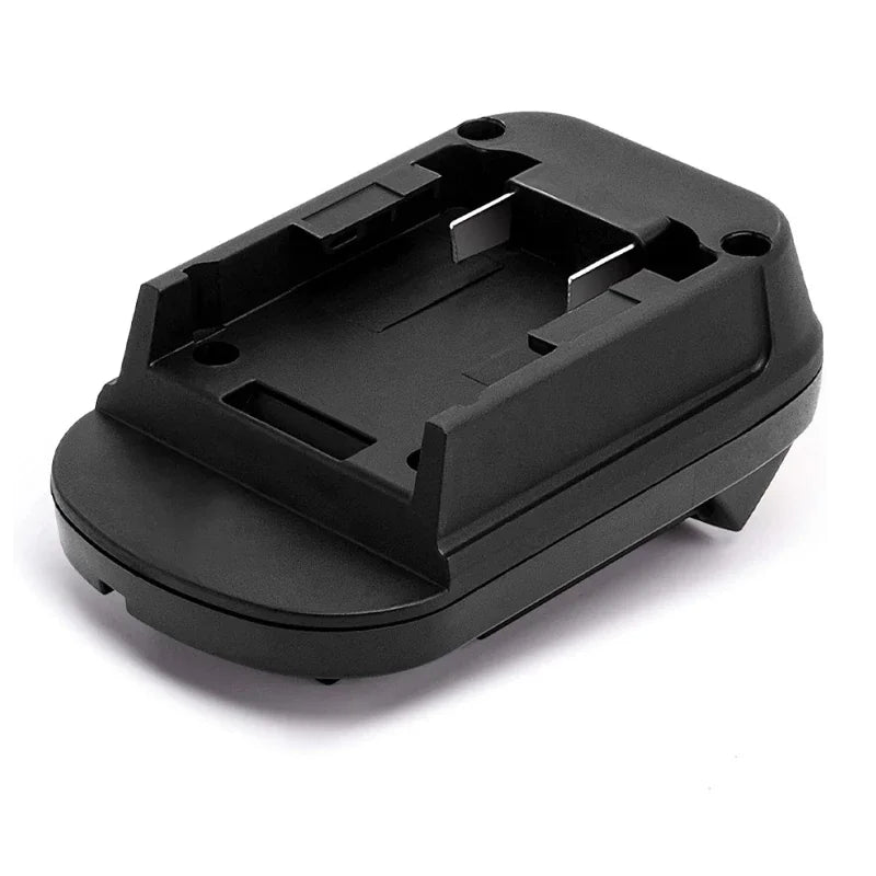 Black battery adapter for converting Milwaukee tools to Dewalt tools