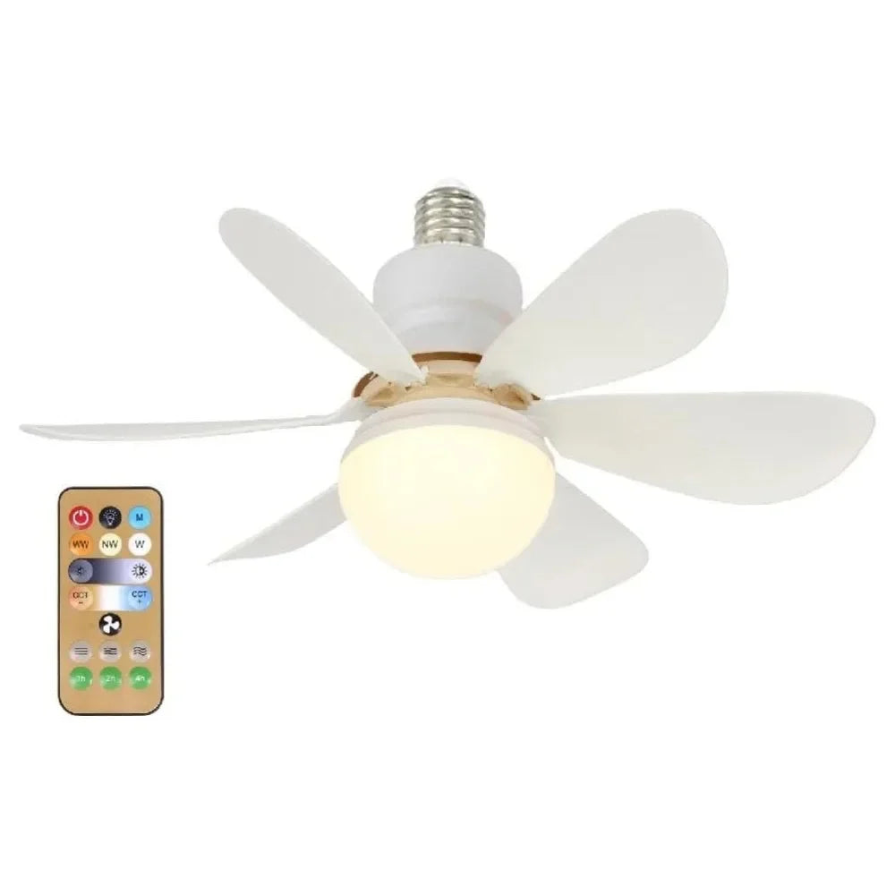 Ventilador de techo LED blanco con lámpara y control remoto