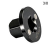 A close-up view of a black precision impact socket adapter, showing the hexagonal body and mounting holes.