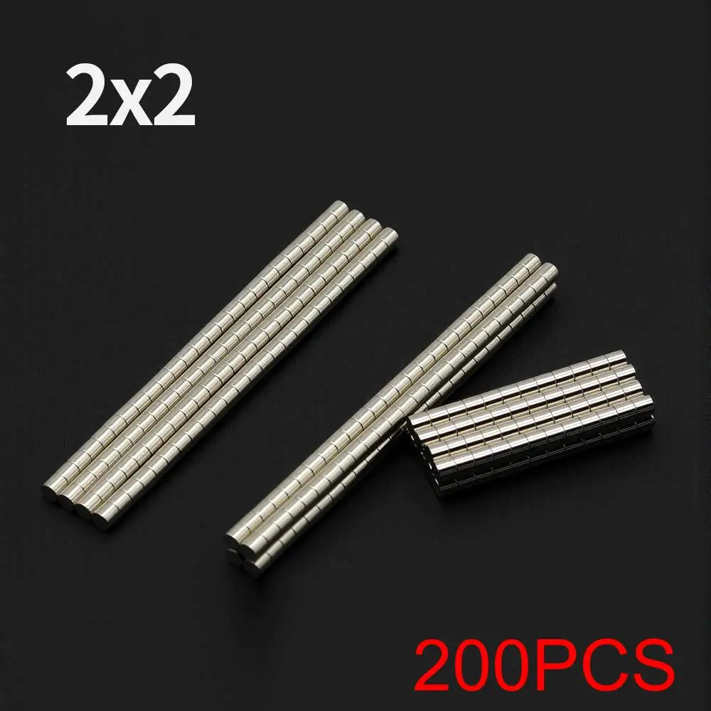 A collection of 200 fridge magnets in a 2x2 size, shown as parallel silver rods.