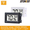 Black digital thermometer and hygrometer displaying 70 degrees and 16.8 degrees Fahrenheit
