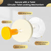 A yellow twist locking mechanism is shown with a clear suction cup base and plastic material for reusable hooks.