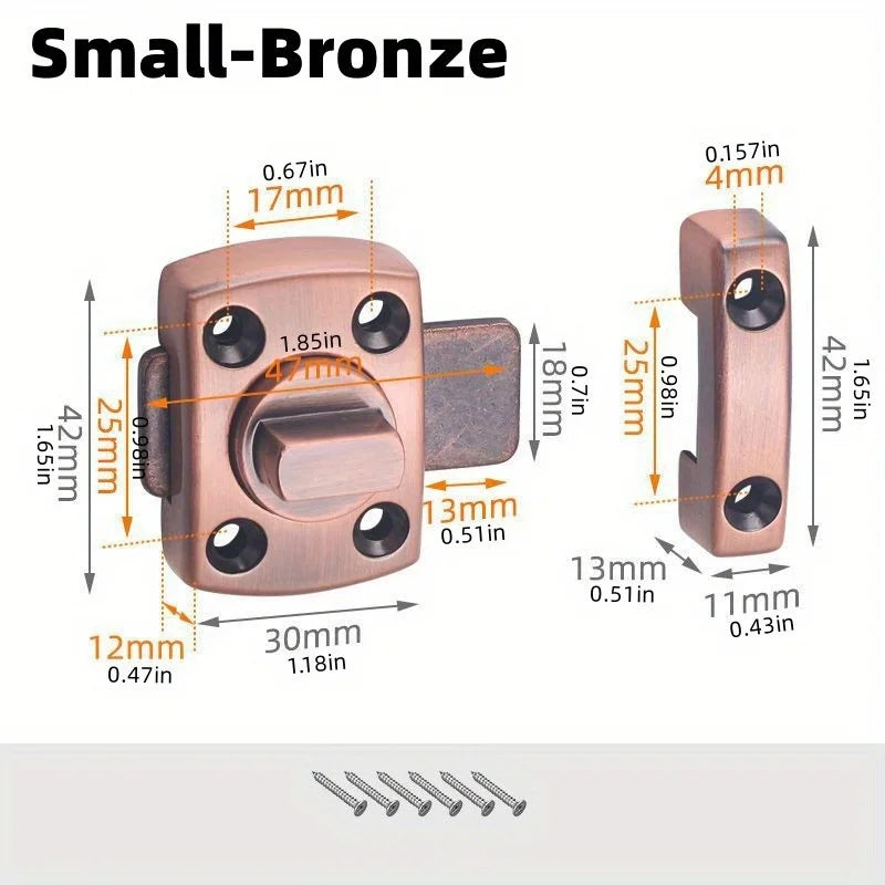 Kleine bronzene, robuste Scharnier-Türverriegelung in verschiedenen Größen.