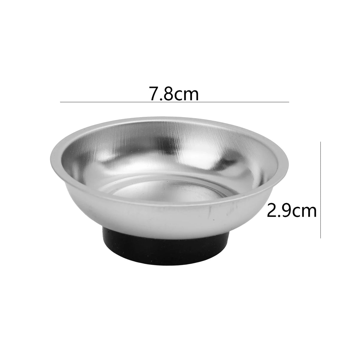 Silberne magnetische Teile-Organizer mit 7,8 cm Durchmesser und 2,9 cm Höhe.