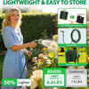 A woman sprays a garden with a lightweight, easy-to-store 100ft non-retractable garden hose.