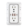 A white JBlaon 6-in-1 universal power strip with multiple outlets and USB charging ports.