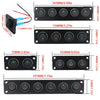 A collection of circular joystick switch panels in black and green, shown with various dimensions.