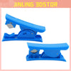 A blue mini portable PTFE tube cutter used for 3D printing and crafting.