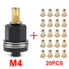 A set of 20 M4 precision hand rivet nuts with brass inserts and black bodies.