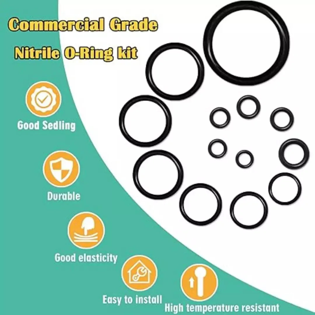 A set of black nitrile O-rings for repair kits, highlighting durability and temperature resistance.