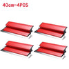 Four 40cm skimming blades with red and silver finishes for drywall finishing
