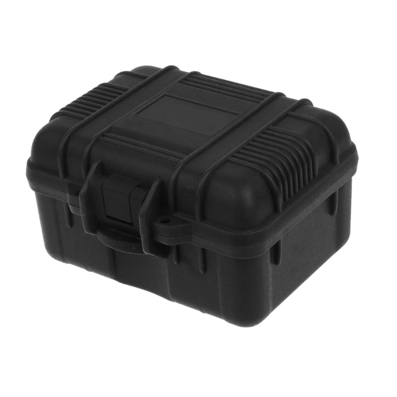 Black impact-resistant watch storage case with a hinged lid.