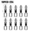 A set of ten precision magnetic drill bits, each 25mm long, for metal work.