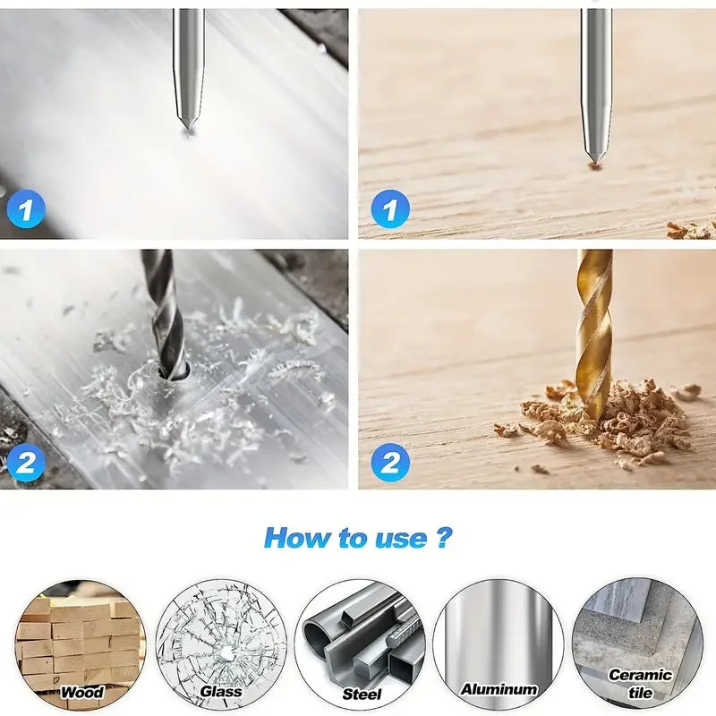 Diagram showing the use of a heavy duty automatic center punch tool for marking wood and other materials.