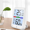 Termómetro digital y medidor de humedad blancos mostrando 25.0 grados Celsius y 60 por ciento de humedad.