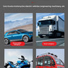 Un testeur de tension automobile numérique montrant diverses catégories de véhicules : voitures, camions, motos, et électriqu