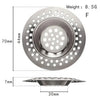 Stainless steel sink strainer drain filter mesh with a 8.5g weight and various sized holes.