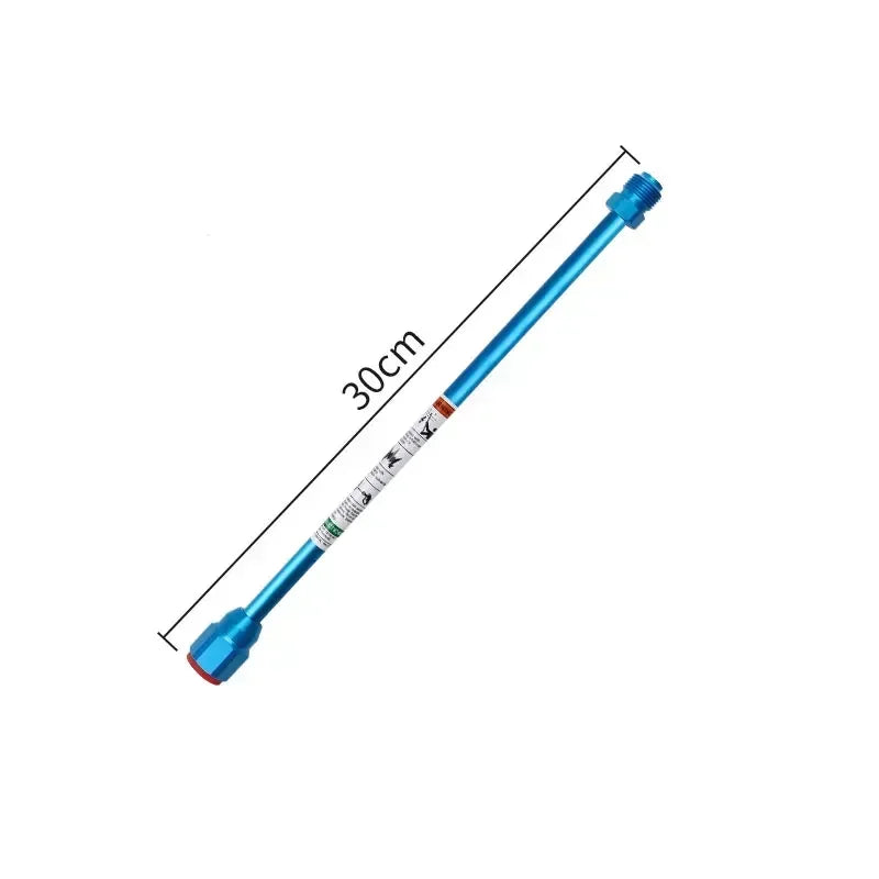 A blue paint sprayer gun extension rod measuring 30cm.