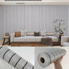 Roll of wood grain slat wall panel sticker showing a textured gray material.