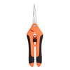 A pair of orange and black stainless steel pruning shears or gardening tool set.