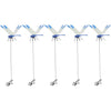 A set of realistic dragonfly clips for garden decor, featuring blue and white wings.