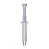 Stainless steel piercing ball grabber tool with a silver handle and textured grip