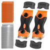 A set of heavy duty razor blade scrapers for removing decals and labels, shown in orange and silver.