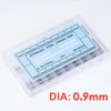 A clear plastic box containing a set of stainless steel spring bar pins and connecting links for watch bands.