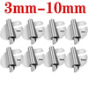 A set of universal sewing rolled hemmer feet in various sizes from 3mm to 10mm.
