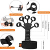 Black silicone finger and wrist strength trainer with adjustable band length and wrist strap
