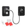 Black universal door and window safety lock with key and mounting hardware.