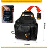 Black multifunctional tool bag with quick-release buckle and robust construction shown in a product image.