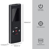 A black precision laser measuring tool with an on/off switch and self-calibration features.