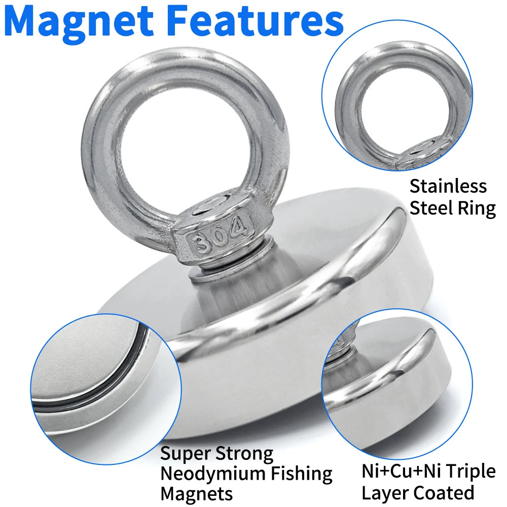 A stainless steel ring and a magnetic fishing hook component with a Ni+Cu+Ni triple layer coating.