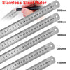 A set of stainless steel rulers showing various lengths from 150mm to 500mm