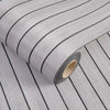 Roll of gray 3D self-adhesive wall decor grille wallpaper with subtle horizontal lines
