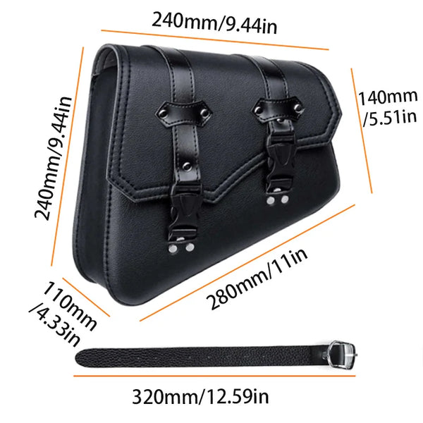 Maleta universal para motocicleta negra con correa y varias dimensiones