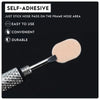 A small applicator tool is shown dispensing a light pink, self-adhesive nose pad onto a frame area.