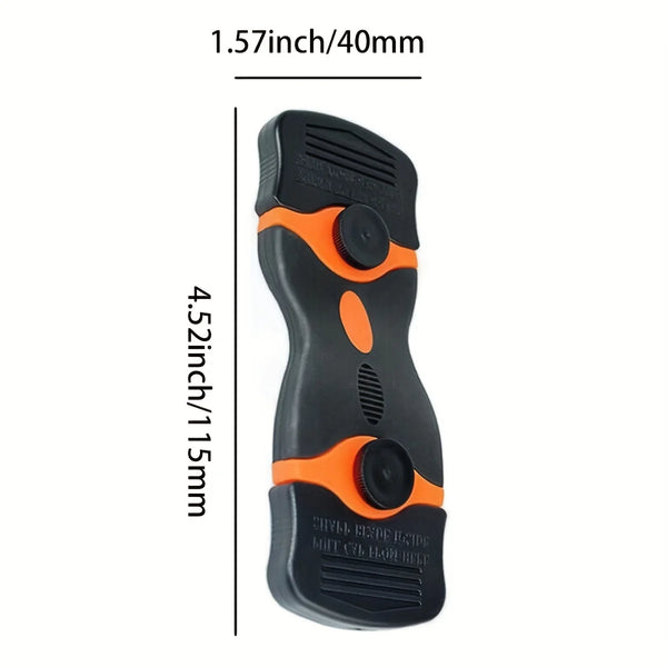 Set aus schwarzen und orangen Präzisions-Doppklingen-Rasierraspeln in vertikaler Ausrichtung.