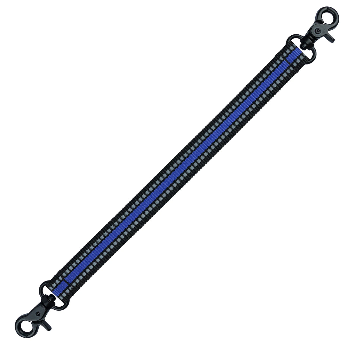 Adjustable electrical tape holder with a black strap and metal clasps