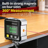 A digital inclinometer device with strong magnets on four sides used for 360 degree measurement.